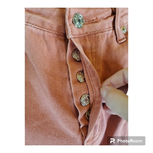 Adika Womens High Rise Wide Leg Distressed Jeans. Salmon. Size L - Picture 4 of 5